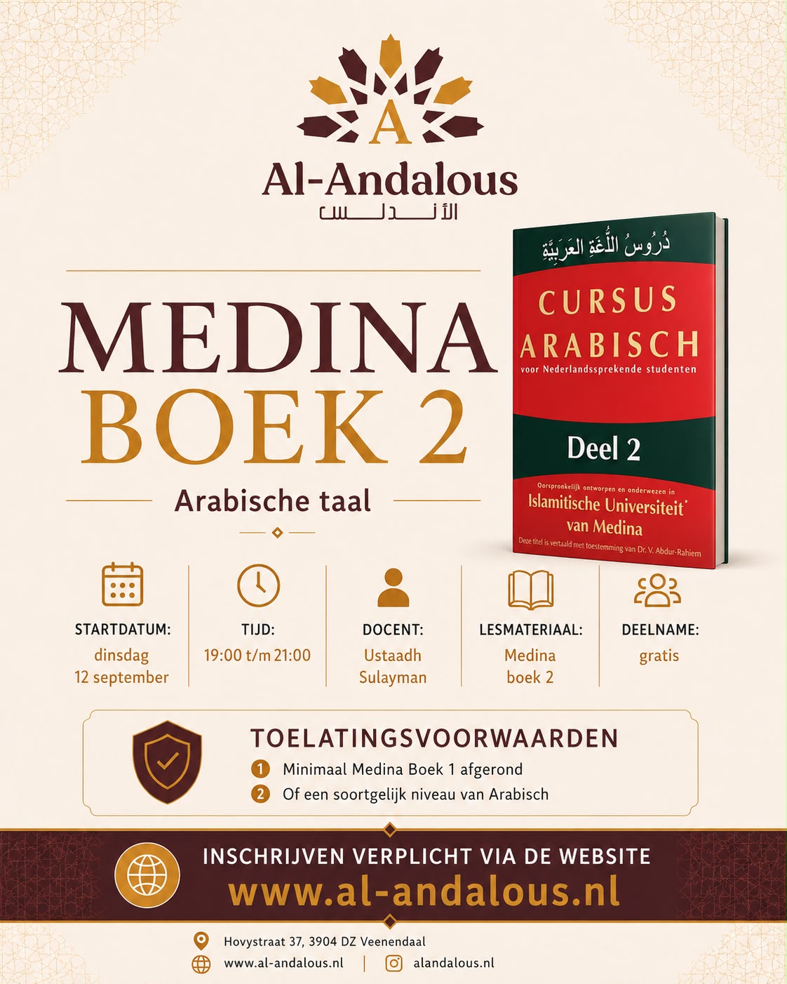 Flyer — Medina Boek 2 — Arabische taal